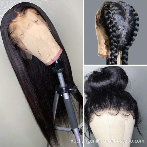 Uniky Super Natural New False of the scalp Glueless Wig Straight Bleached Knots Remy Human Hair full lace wig with baby hair